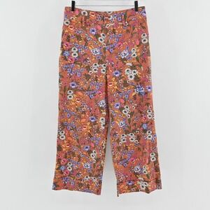 Anthropologie Floral Ankle Pants in Orange and Purple